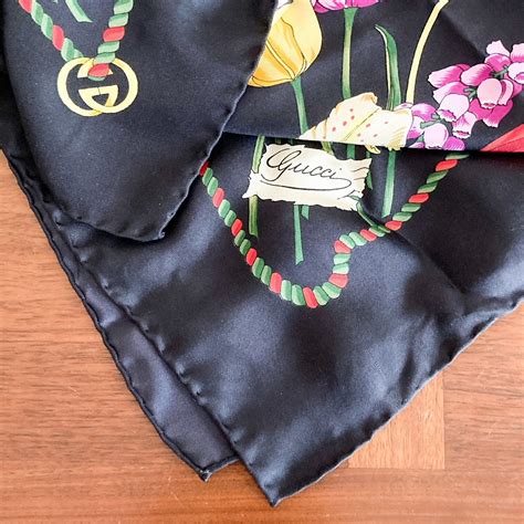 gucci scarf used|Gucci handkerchief scarf.